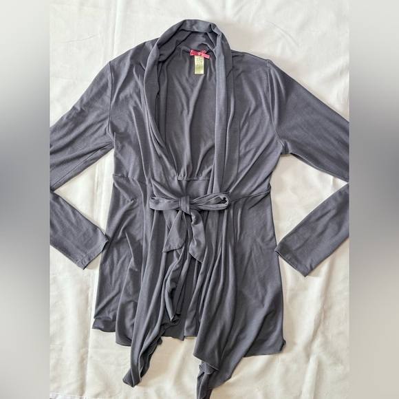 Downeast Basic Womens Cardigan Large Gray Open Front Long Sleeve - Picture 4 of 8